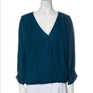 Joie Silk V-Neck Teal Blouse